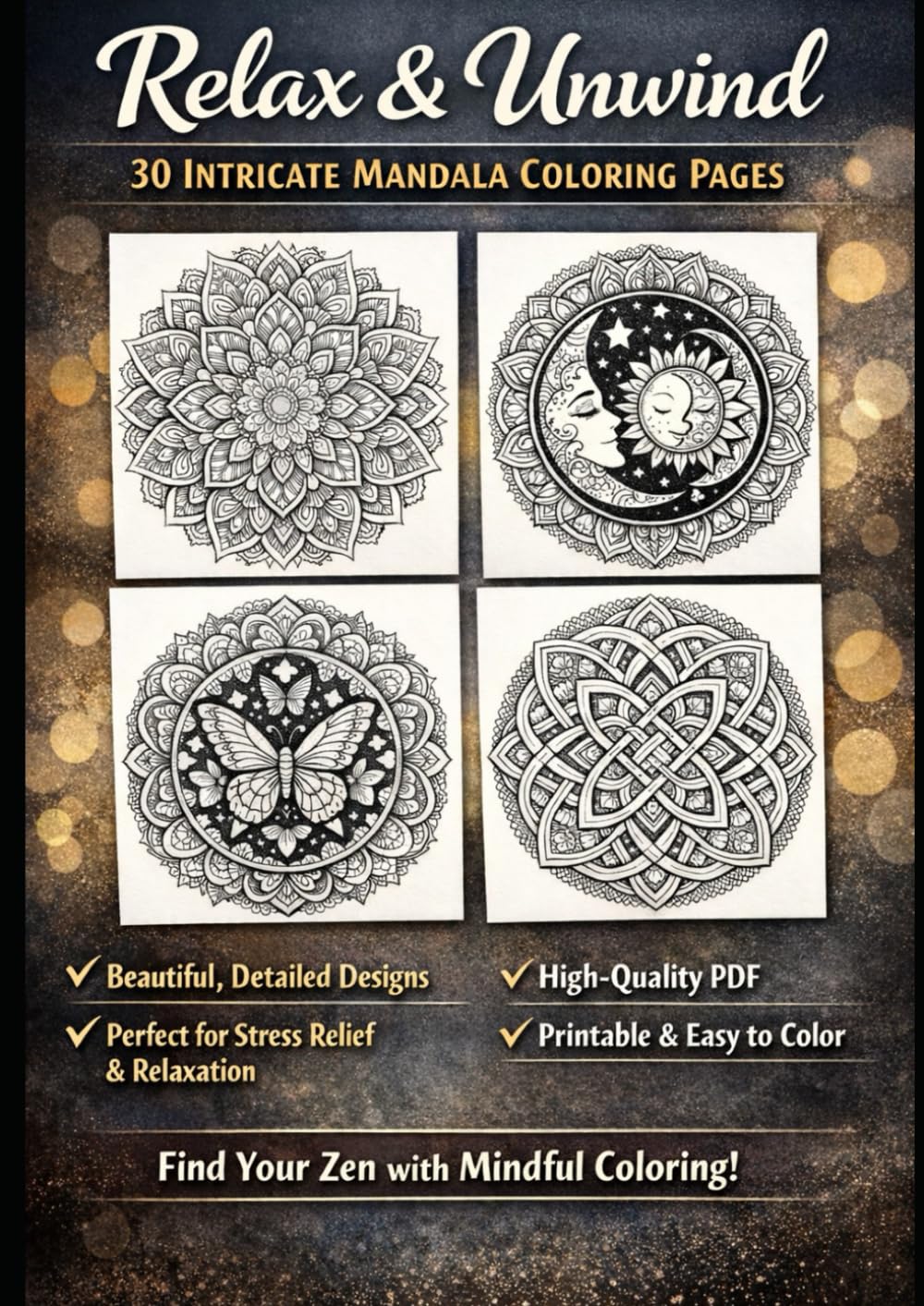 Relax & Unwind: 20 Mandala Coloring Pages for Calm, Focus, and Stress Relief