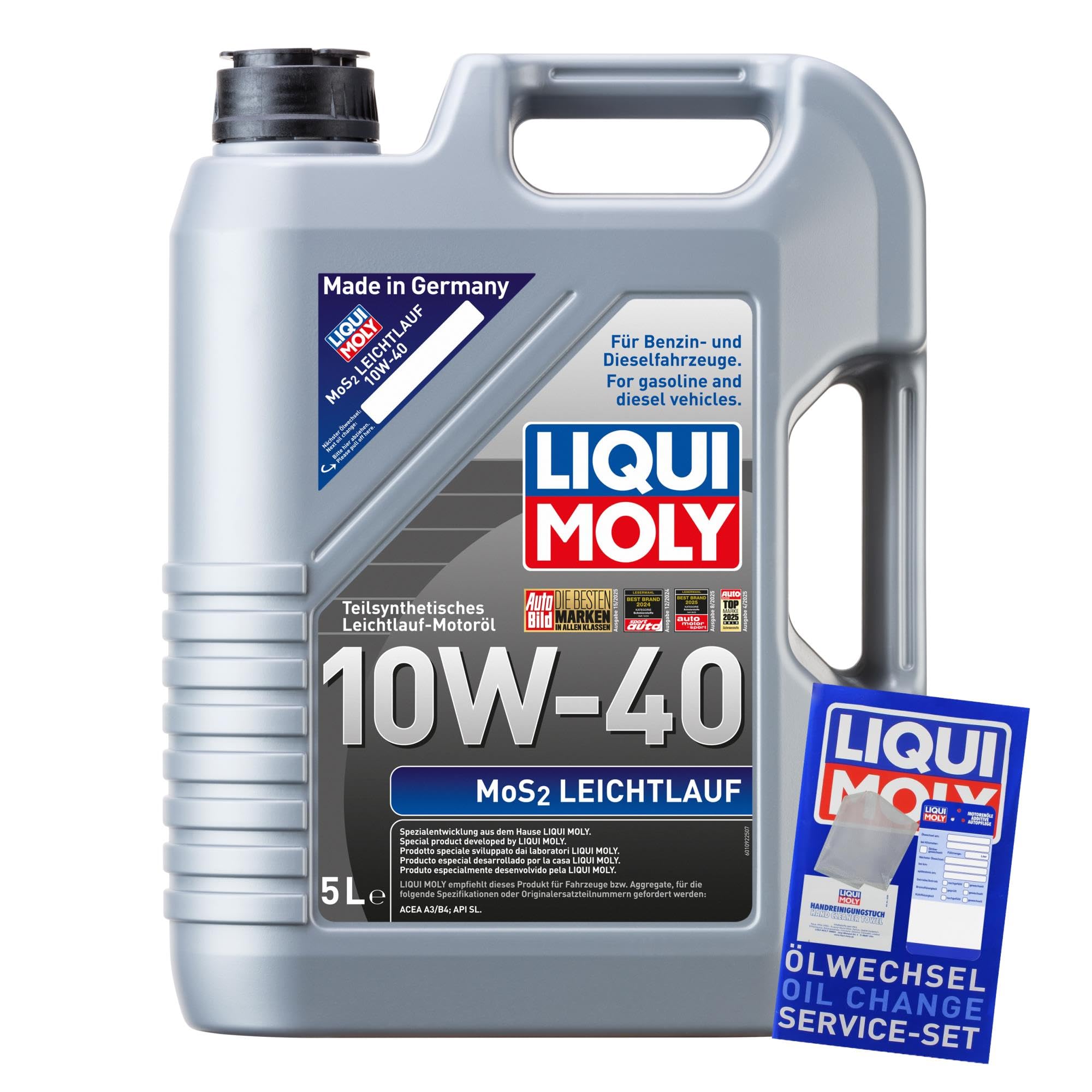 Filter Set Inspektionspaket 5 Liter Motoröl MoS2 Leichtlauf 10W-40 Ölfilter