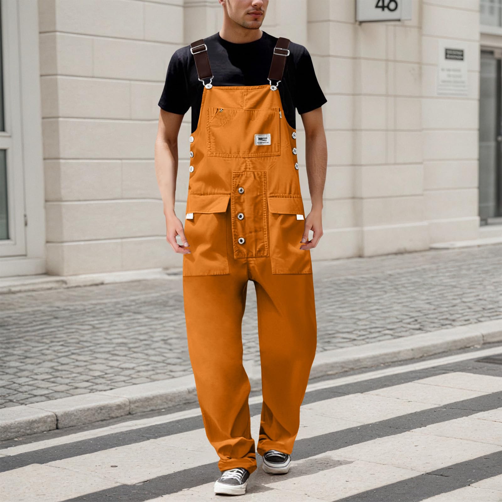 Latzhose Herren Arbeitshose Overalls Cargo Jeans Retro Jumpsuit Arbeitskleidung mit Verstellbaren Trägern und Praktischen Werkzeugtaschen Schutzhose Berufsbekleidung Streetwear