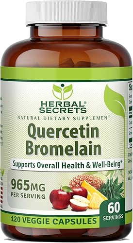 Herbal Secrets Quercetin 800mg with Bromelain 165mg, Veggie Capsules Supplement | Non-GMO | Gluten Free | Made in USA (1 Pack, 120, Count)