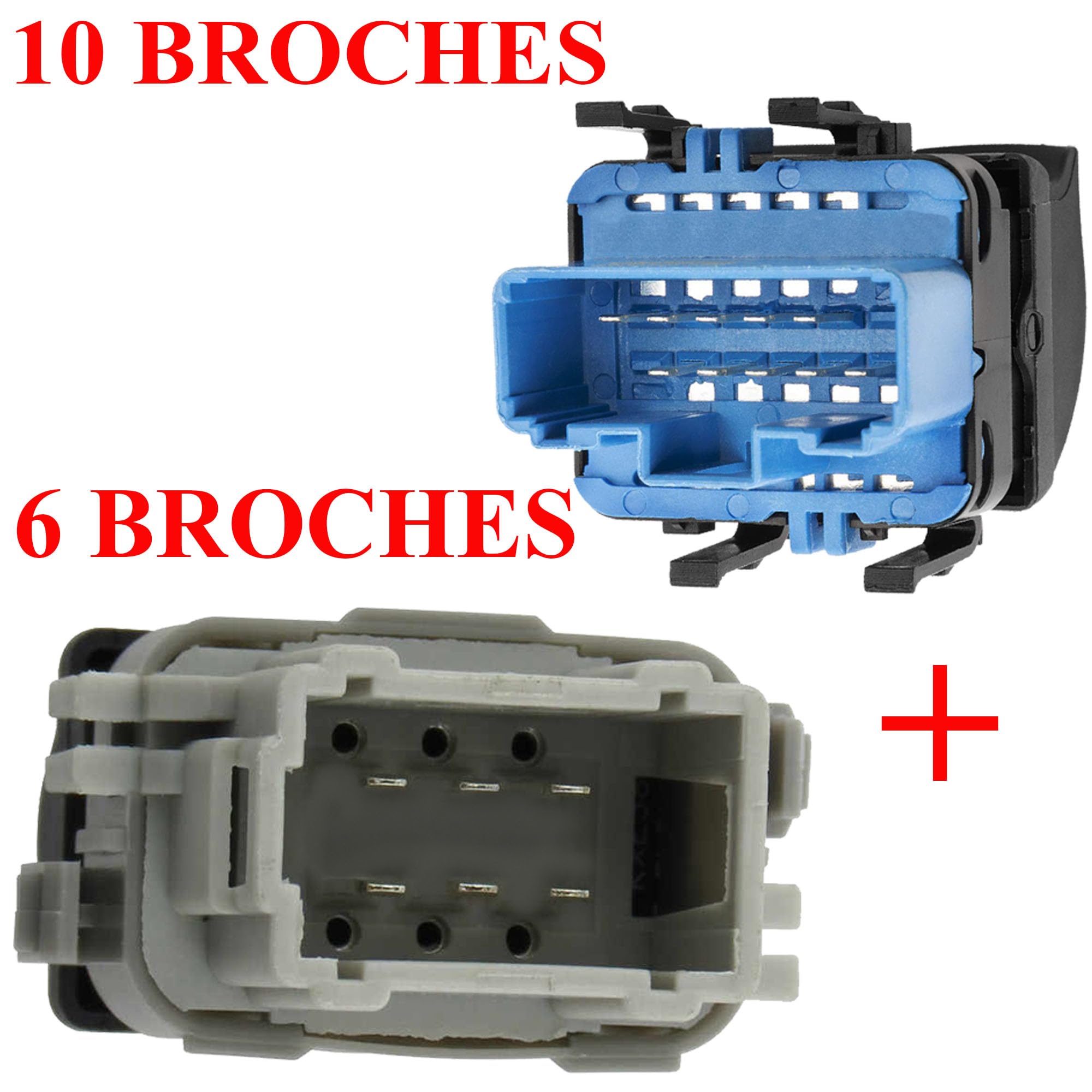 Partsline Double Bouton de Lève-Vitre Avant Gauche avec Bouton de Lève-Vitre Avant Droit compatible avec Mégane 2, Scénic 2 - Équivalent à 8200107772 8200315013