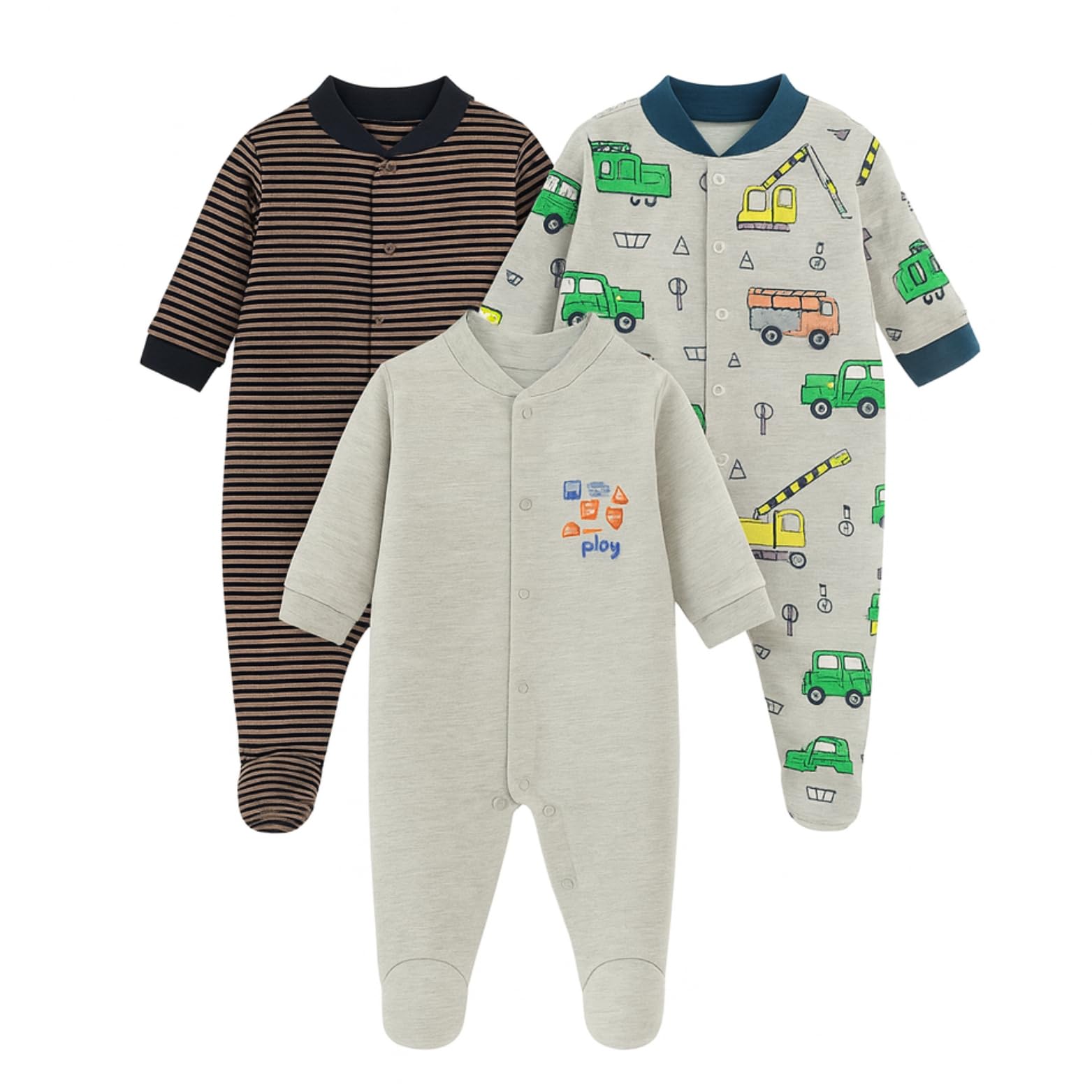 EIO 100% Cotton Rompers/Sleep Suits/Jumpsuit/Night Suits for Baby Boys & Girls, Infants, New Born Pack of 3