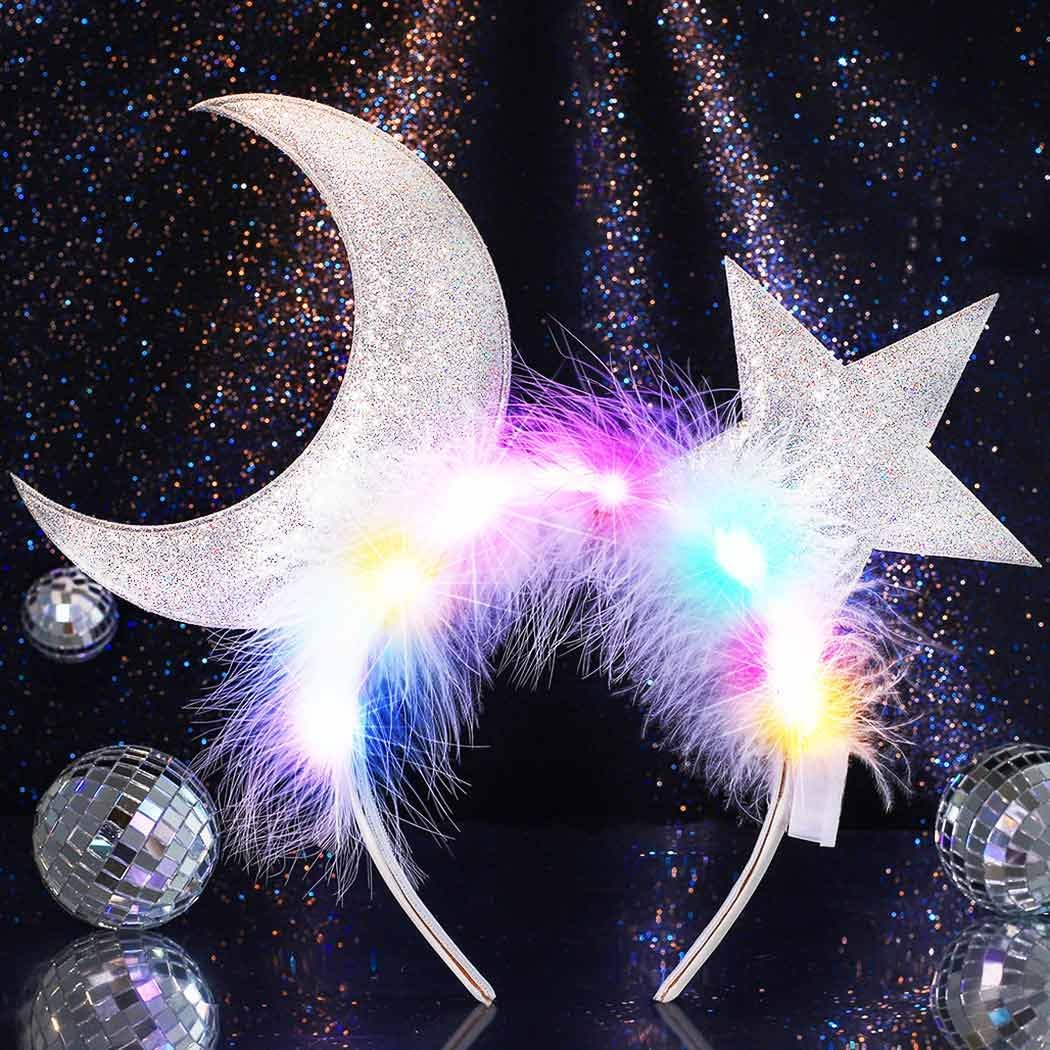 GORTIN Light up Star Moon Headbands LED Headpiece Costume Hair Accessories for Women - Image 2