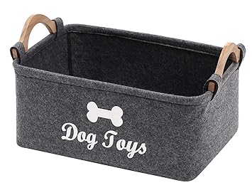 Morezi Felt pet Toy Box and Dog Toy Box Storage Basket Chest Organizer - Perfect for organizing pet Toys, Blankets, leashes and Food