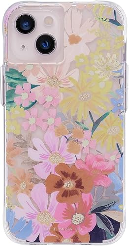 Rifle Paper Co Funda para iPhone 13 Mini, protección contra caídas de 10pies, acentos de lámina dorada, 5.4pulgadas, Marguerite
