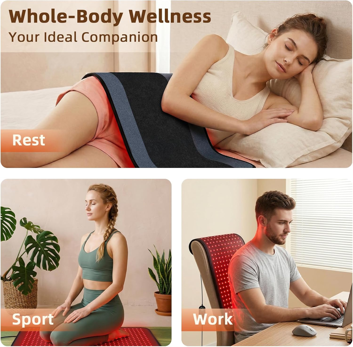 Red Light Therapy Pad for Body, 242 LEDs Infrared Red Light Therapy Belt for Back, Shoulder, Neck and Leg, 24’’ x 12’’Large Size Infrared Heating Pad with Adjustable Strap, Home Office Use