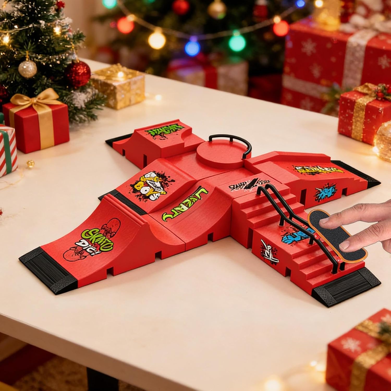 Finger Skateboards Ramp Set - Portable Training Set | Kids Finger Skateboards - for Kids Adults Friends Birthday Party Indoor Home School