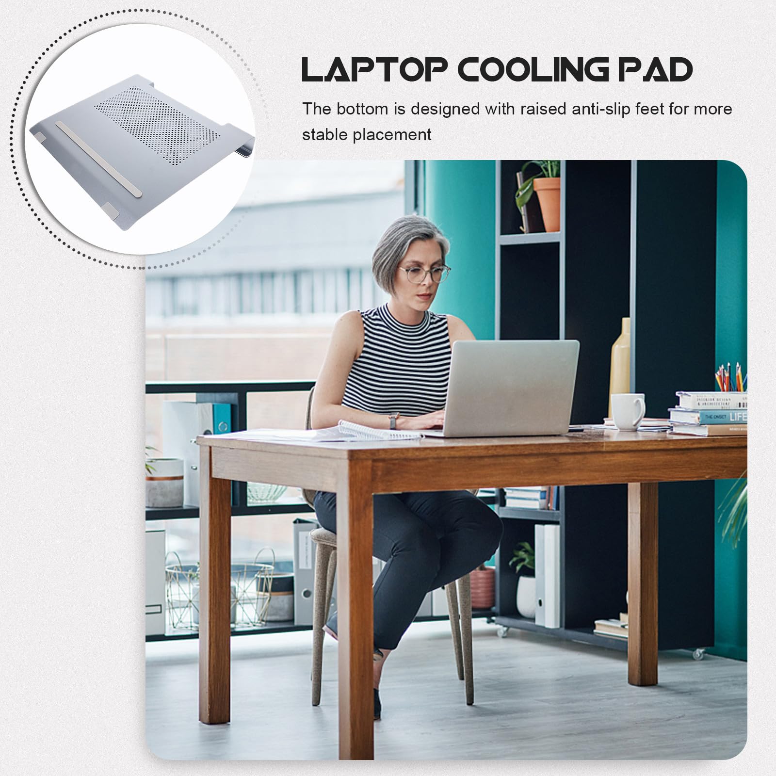 DECHOUS Base de Refrigeración y Aleación de Aluminio para Portátil Ventilador LED Soporte Ergonómico para Portátil Fresco y Cómodo, Adecuado para Fiesta Verano