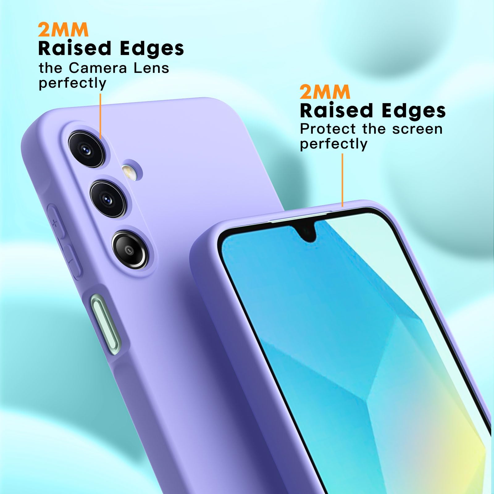 Vansdon Cover Compatibile con Samsung Galaxy A16 4G/5G, 2 Pellicola Protettiva in Vetro Temperato, Gomma Gel di Silicone Liquida Antiurto Custodia - Viola