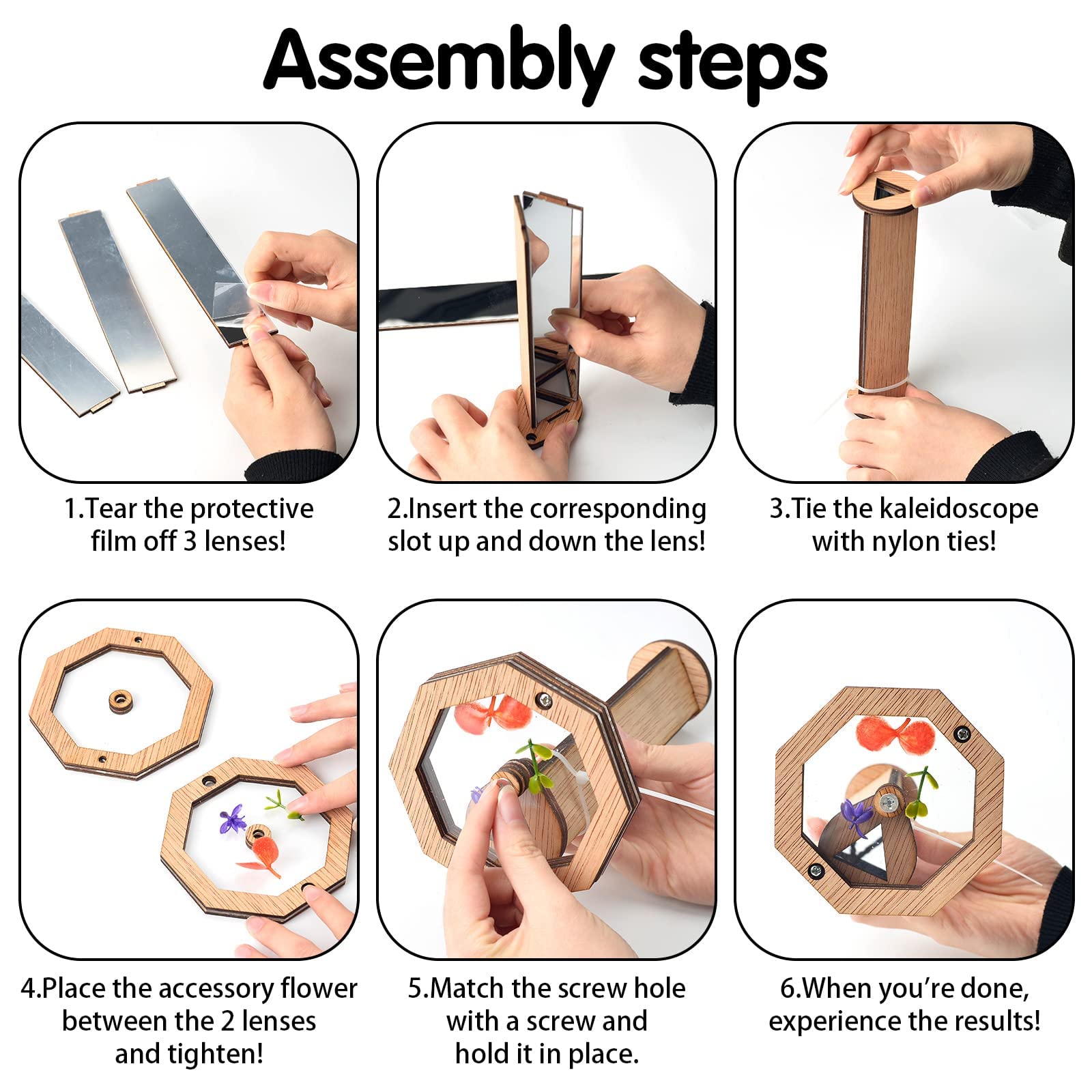 5 DIY Kaleidoskop Bastelsets - Kreativ-Set Für Kinder & Eltern