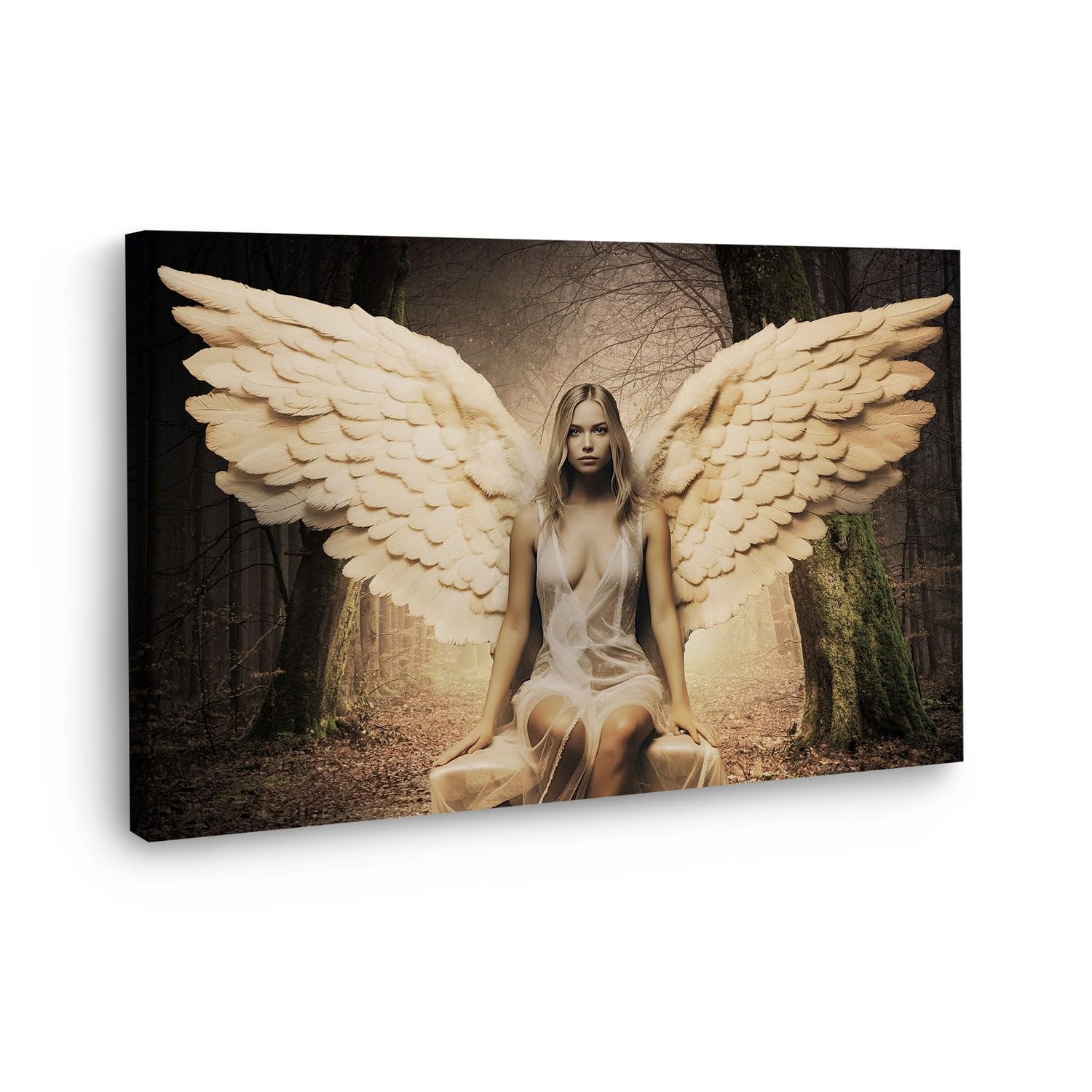 Lienzo cuadro moderno mujer angel con alas decoración de pared Tamaño 120x80x2cm