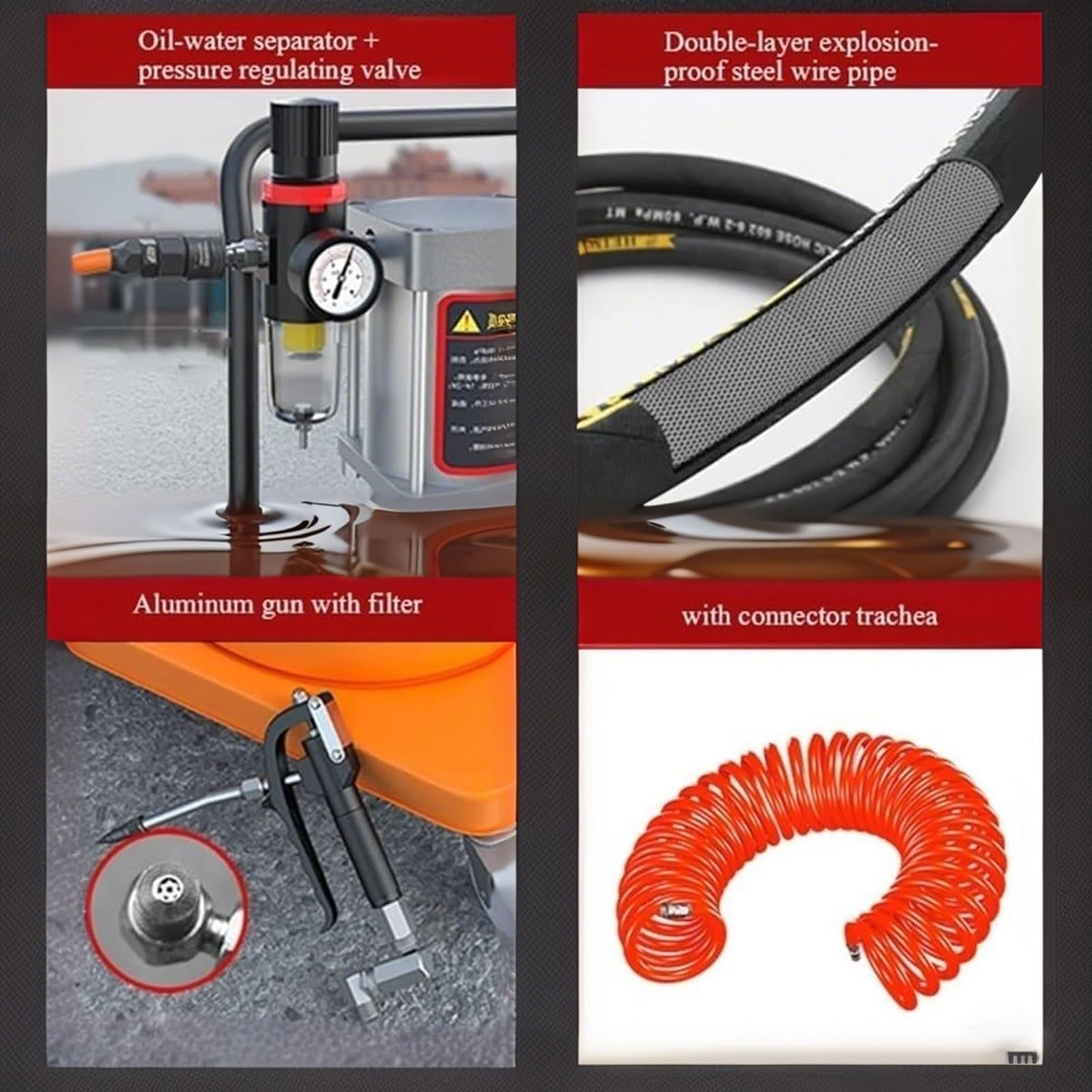 Pompa Per Grassaggio Pneumatica 12L Con Ruote - Kit Pompa Idraulica Alta Pressione 30-40Mpa Con Tubo 6M, 0.85L/Min Per Officina & Industria