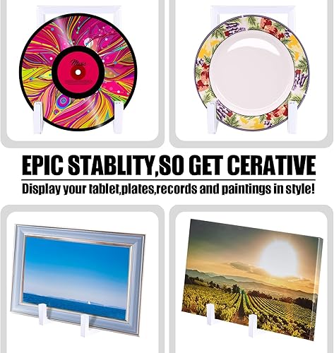 Miniatura 4 de Sweetude 2 soportes grandes para platos de 8 pulgadas, soporte de exhibición de marco de metal, soporte decorativo de mesa, caballetes de mesa,