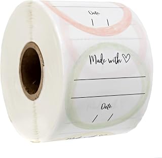 Adorable Watercolor Canning Stickers / 500 Circle Labels / 4 Watercolor Designs / 2" Made with Love Baked Goods Craft Label with Lines