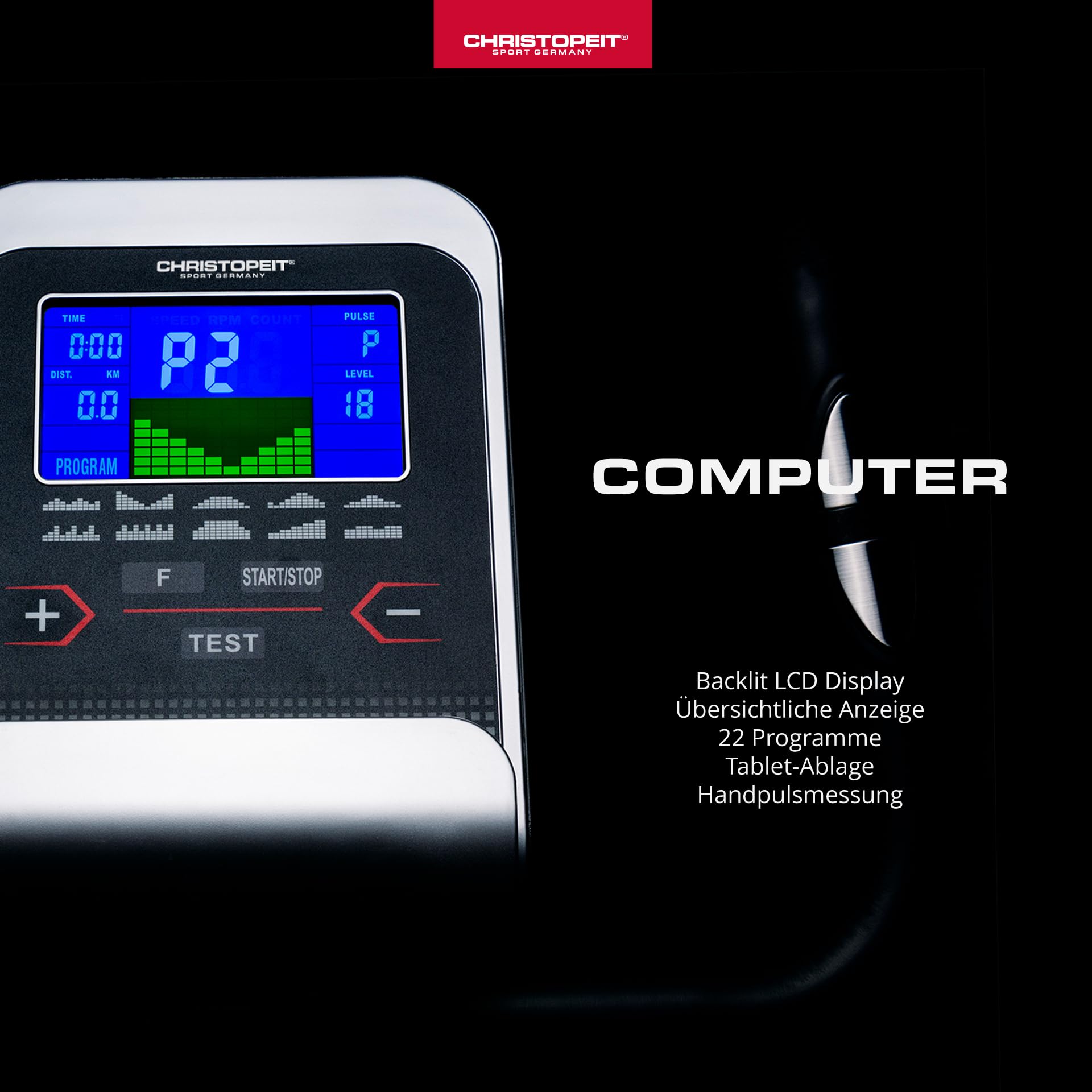 Christopeit Sport Ergometer Heimtrainer AX 3000 - Ellipsentrainer - 24-Stufig, 8kg Magnet-Bremssystem, bis 150kg Gewicht