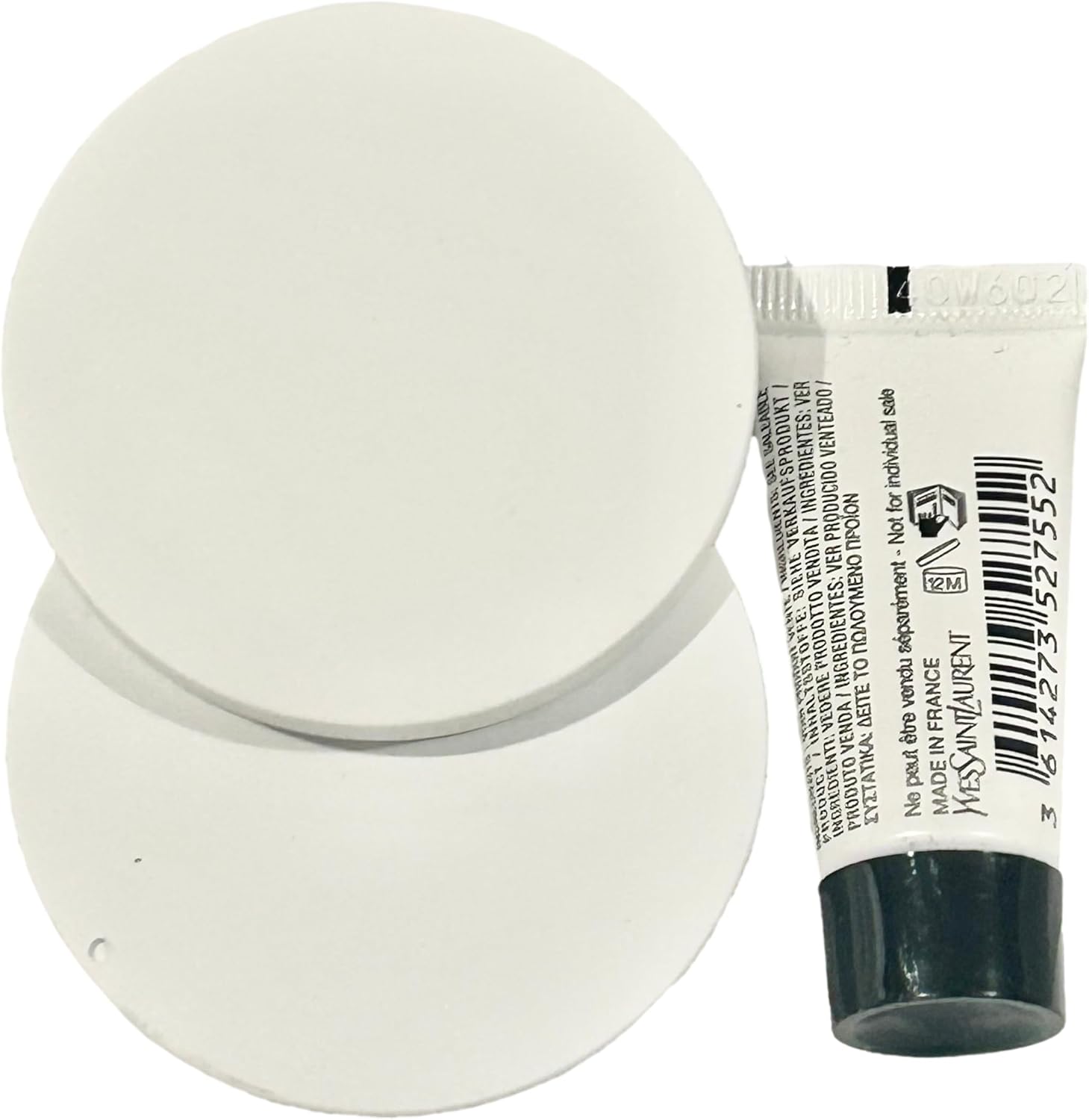 Yves Saint Laurent Small White NU Circle Slide Open Mirror Set Beauty YSL Mirror Compact Makeup Fashion Mirror Set (2.5" L x 2.5" H) - 7552