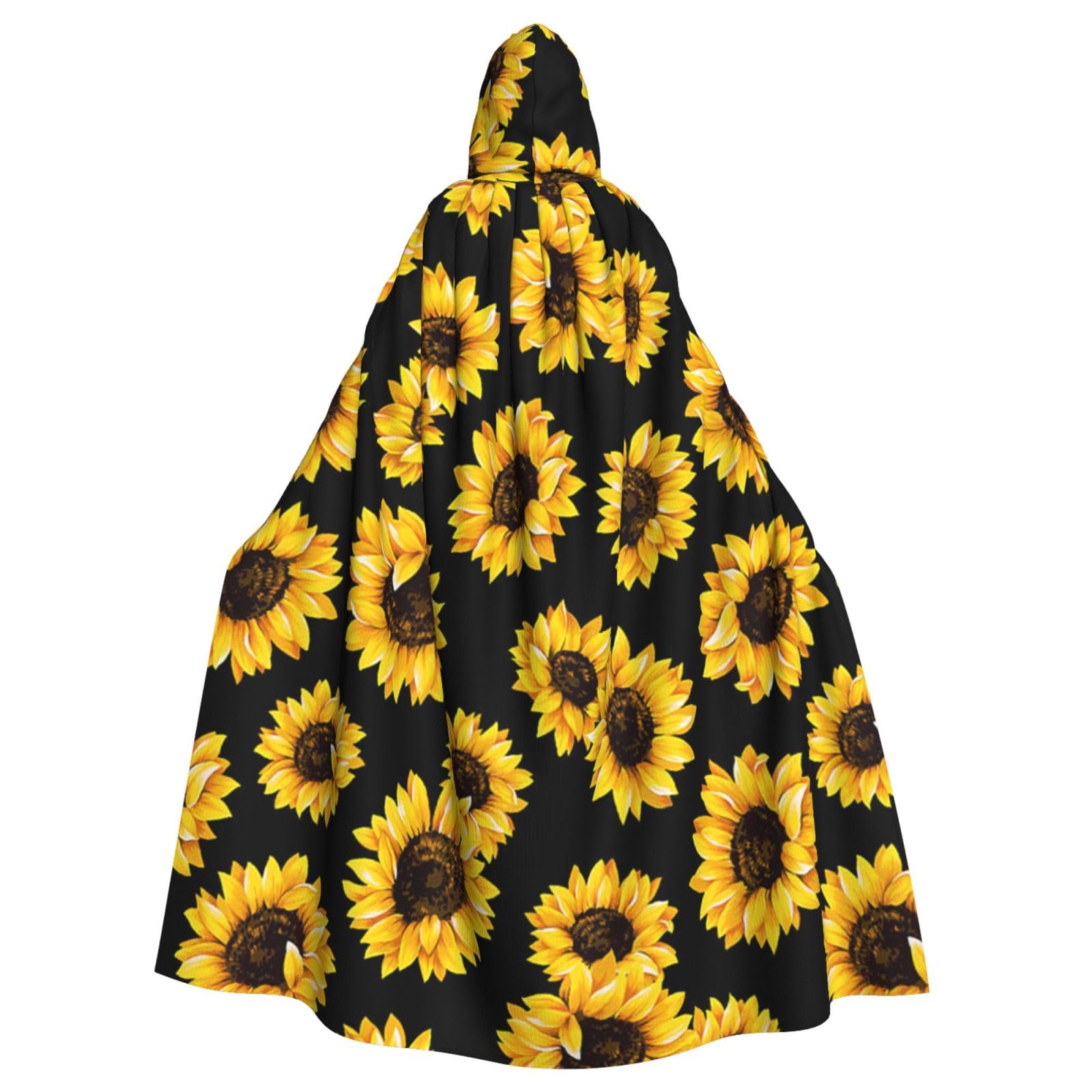 Spring Sunflowers Retro Flowers Unisex Hooded Halloween Cloak Cosplay Halloween Christmas Fancy Dress Costumes For Adults โ image 1