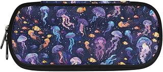Jellyfish and Minnows Pencil Pouch for School Large Capacity Pencil Case with Zipper for Office and School, Pen Bag for Students and Adults for School Supplies