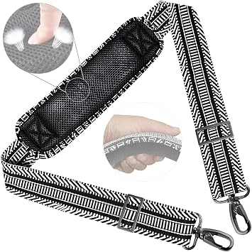 ZINZ Shoulder Strap 58" with Thick Fixed Pad,Black White