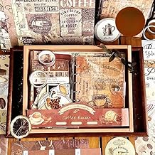 LANLOY 346pcs Journal Supplies Kit Vintage Scrapbook Stickers Art Journaling Bullet Junk Journal Planners DIY Decoration Paper Stickers Craft Kits Notebook Collage Album (Coffee Bazaar)