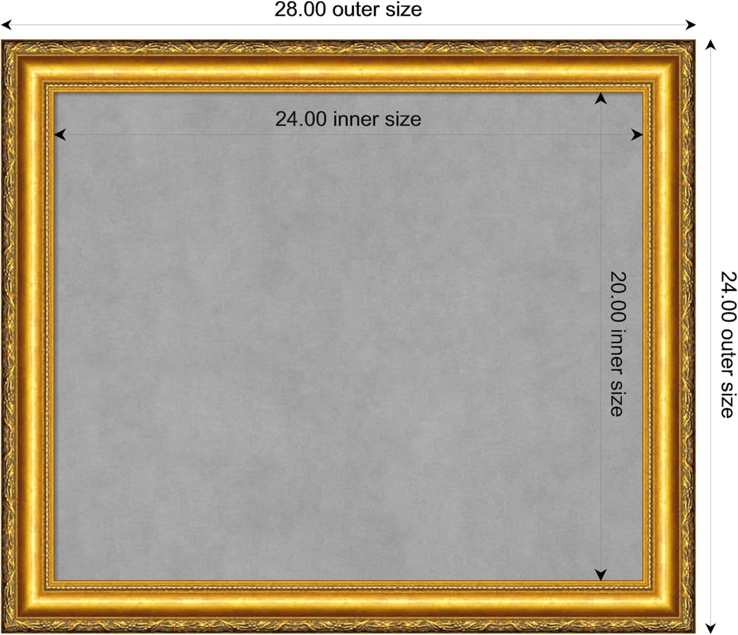 Amanti Art Gold Framed Magnetic Board 24x28 Medium Vision Board for use with Magnets, 100% Metal Sheet to Display Items as Office Decor or for Home Organization in mudroom, Kitchen or Kids Room