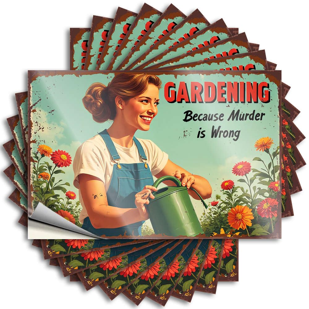 Fzfn Colour Gardening Because Murder Is Wrong Saying Space Self Adhesive | Square Laptop Vinyl Sticker Pack For Friends(6X9cm)