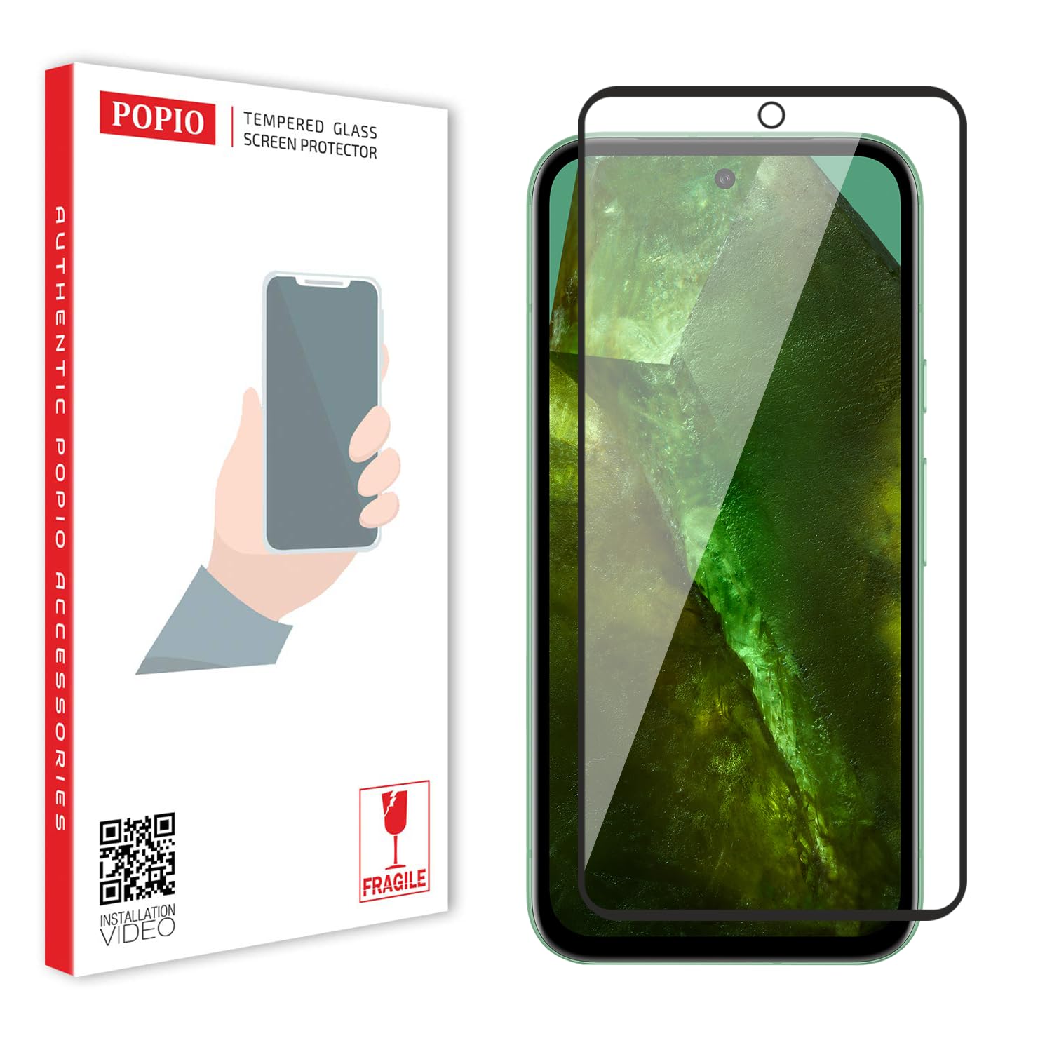 POPIO Tempered Glass Screen Protector Compatible for Google Pixel 8A (Black) with Edge to Edge Coverage and Easy Installation kit (B0D5YKKPRJ) Amazon Price History, Amazon Price Tracker