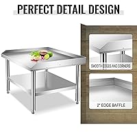 Vista 4 de Soporte de parrilla de acero inoxidable resistente con certificación NSF de calibre 18 con estante inferior para cocinas, cuartos de servicio