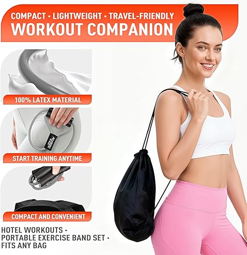 Miniatura 6 de Figura 8 bandas de resistencia para brazo, espalda, bandas de ejercicio pesado de látex de 3 niveles con asas para entrenamiento de fuerza,