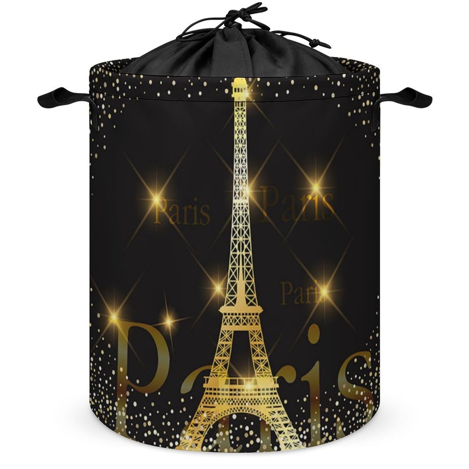 Qjjinxior Drawstring Laundry Hamper, Paris Eiffel Tower France Laundry Basket, Washing Basket with Handle