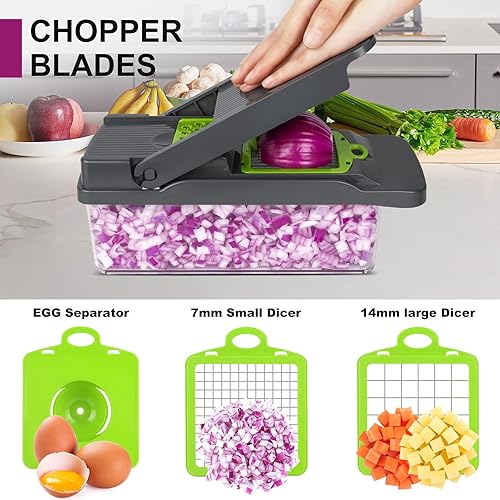 Vista 3 de Vegetable Chopper Veggie Chopper,Mandoline Slicer,Multifunctional 12 in 1 Food Choppers, Kitchen Vegetable Slicer Dicer Cutter,Onion Mincer,Cheese