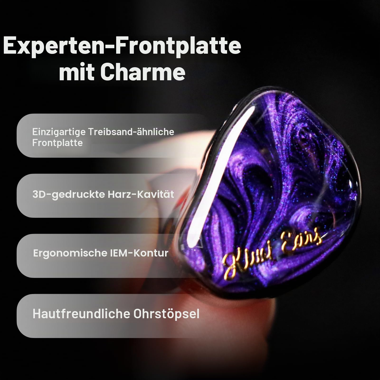 Kiwi Ears Cadenza In-Ear-Monitor, 10 mm Beryllium Dynamic Driver IEM Kopfhörer, HiFi-Studio-Kopfhörer mit 3D-gedrucktem Hohlraum, abnehmbares 2-poliges IEM-Kabel für audiophile Musiker