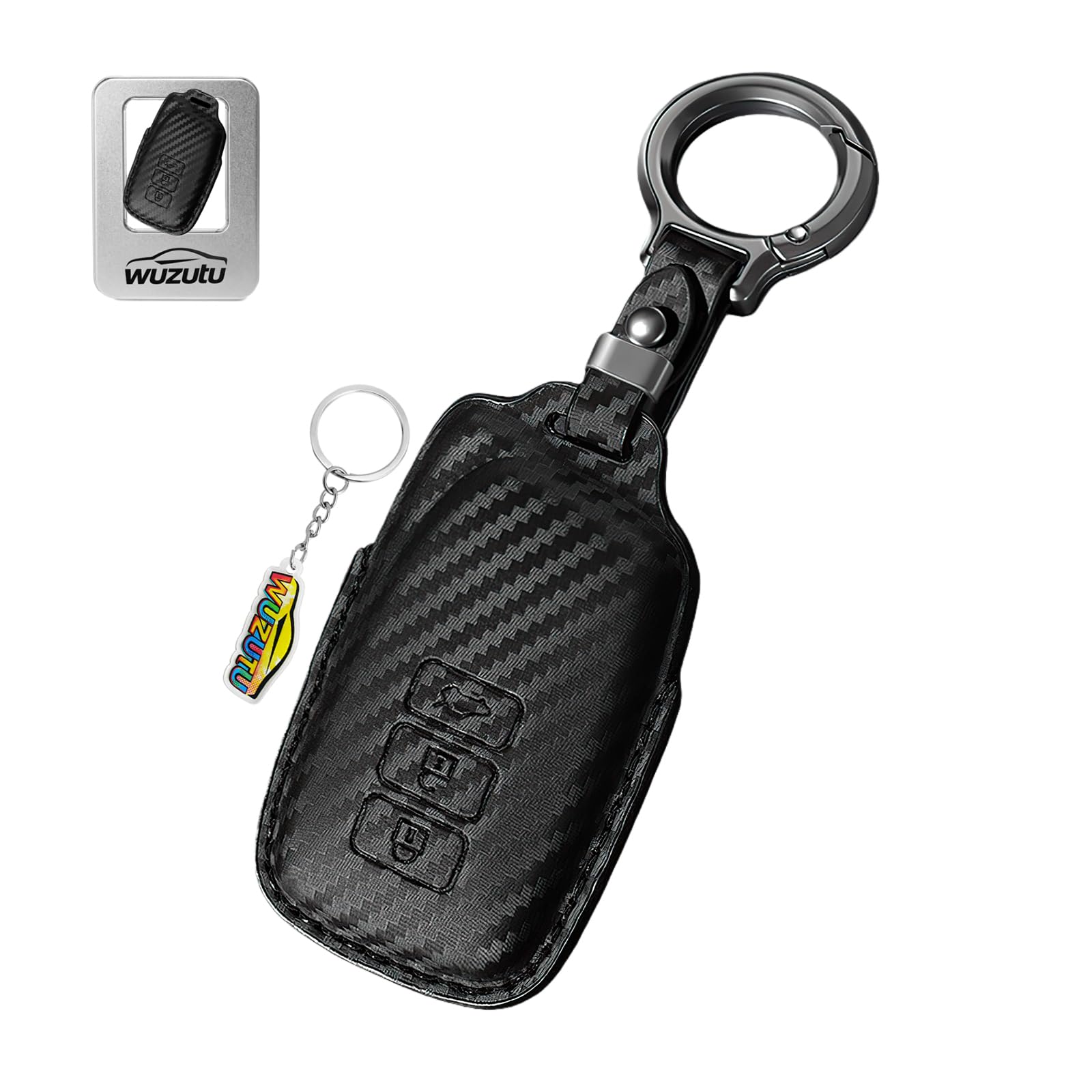 Key Case Car Key Cover Compatible with Lexus CT GS GX ES LS LC LX NX RX RC 200 250 350 450H 300H Hand Stitched Shockproof Key Bag with Key Ring A Black-1