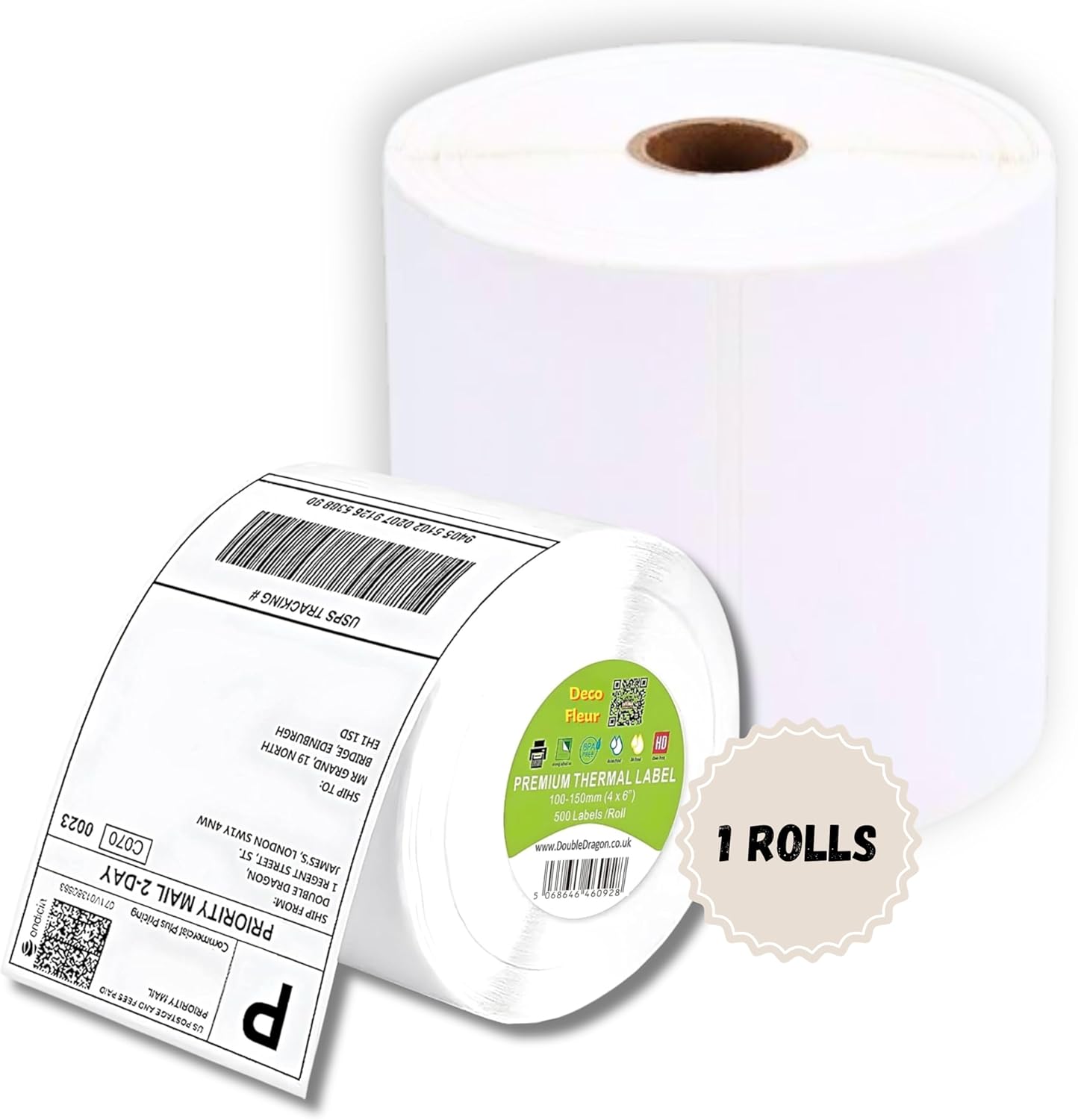 Deco Fluer Self-Adhesive Labels 4"x6" Ideal for Thermal Printer [Pack of 1-500 Label]