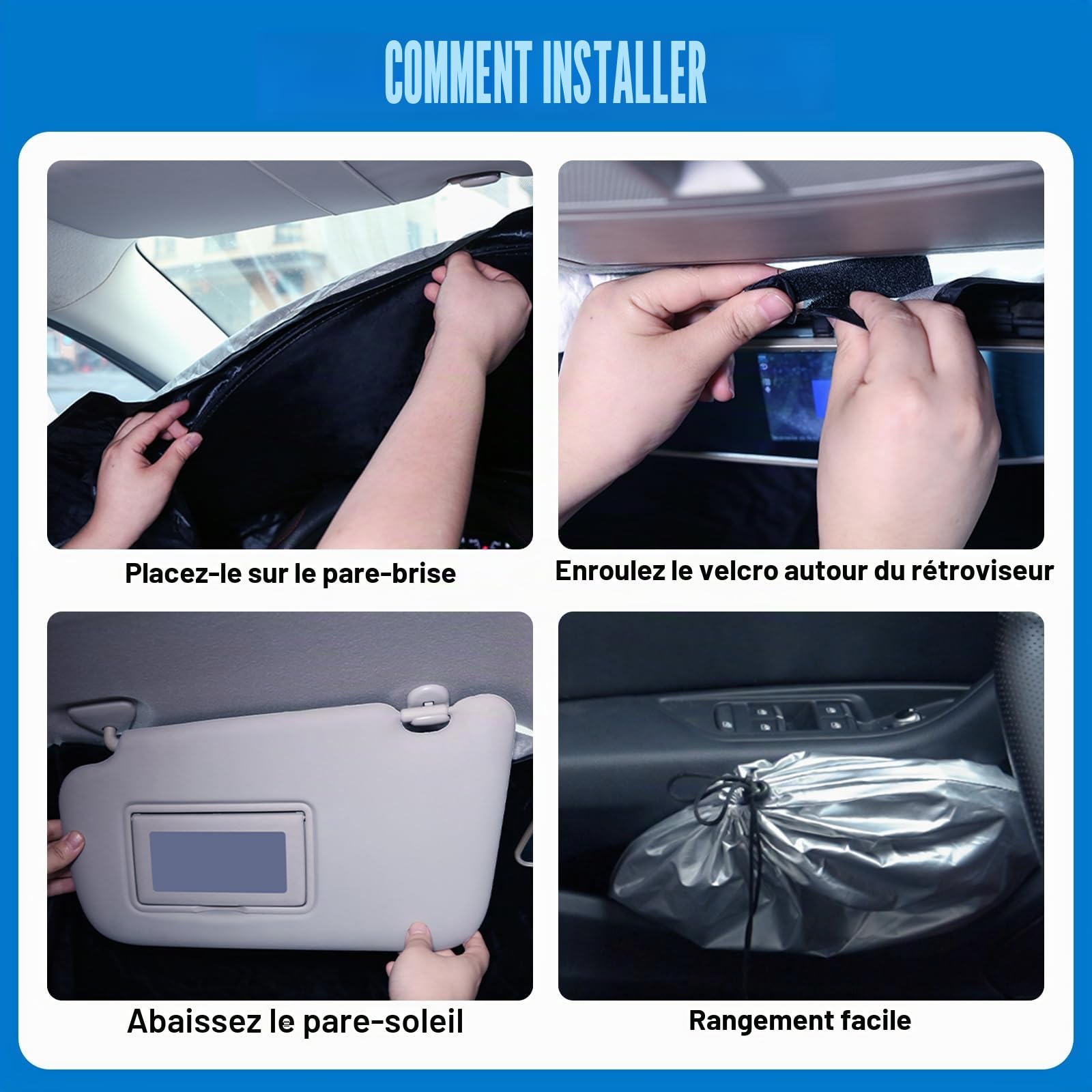 XCBYT Pare Soleil Voiture Pare Brise Avant pour Ford Transit Custom 2021-2024, Pliable Épaissie Brise Voiture Avant Couverture Intérieur, Protection Solaire Bloque Rayons UV