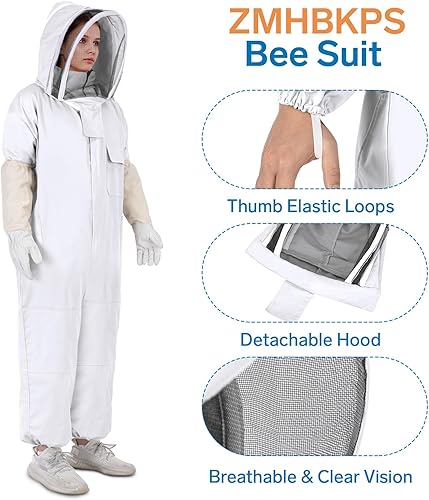 Miniatura 2 de Traje de abeja para hombres y mujeres, traje de apicultor con guantes de apicultura, traje de apicultura con capucha de velo, traje de apicultura de