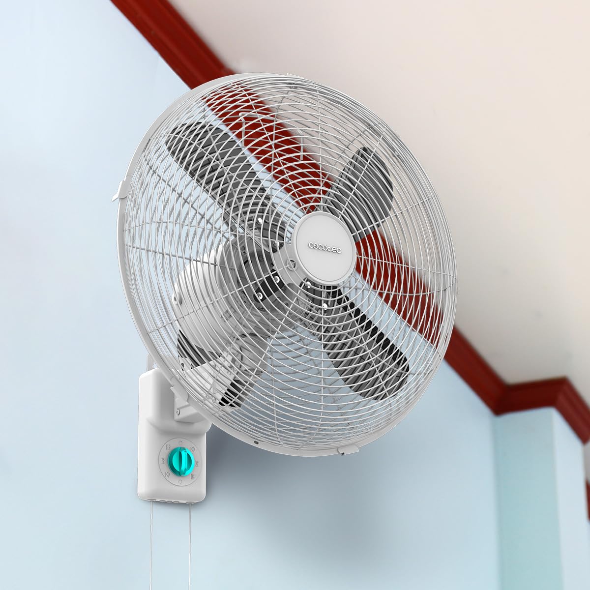 Cecotec - Ventilatore da parete EnergySilence 4500 Power Wall. 50 W, diametro 30 cm, 4 pale aerodinamiche, interruttore a catena, 3 velocità, include elementi di montaggio
