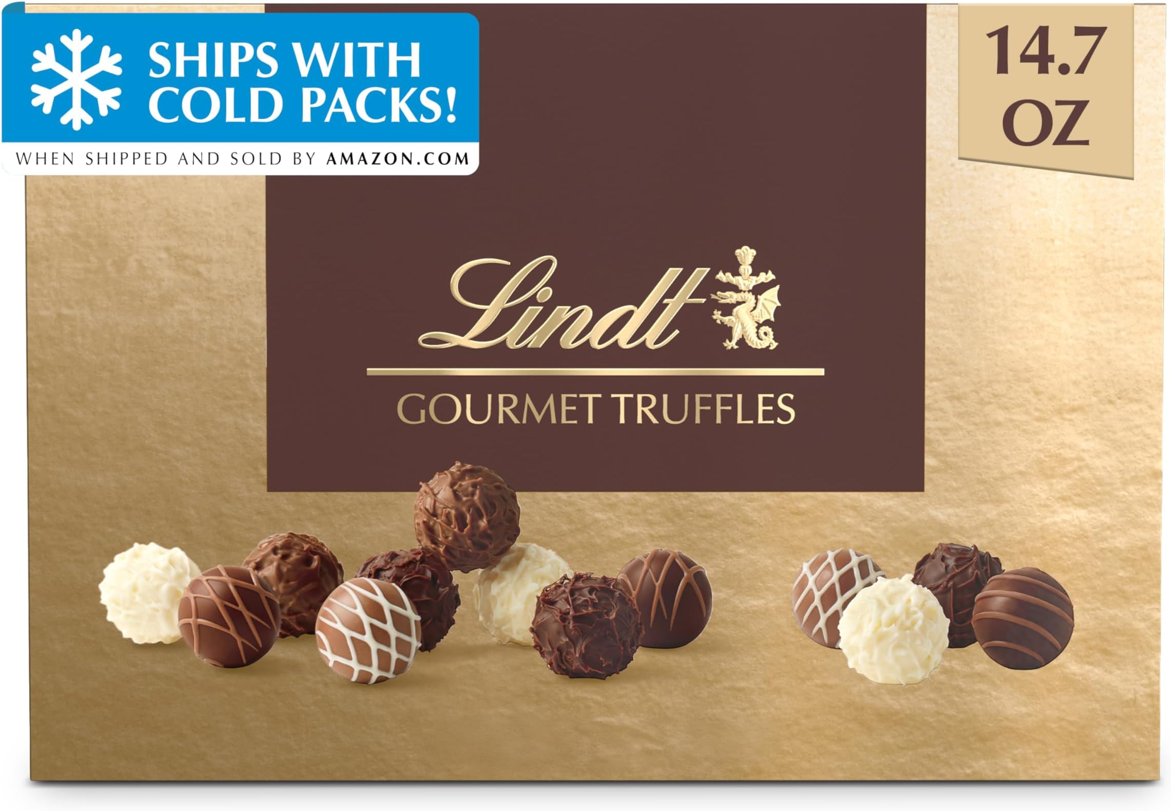 Lindt Gourmet Truffles Chocolate Candy Truffles, Assorted Chocolate Truffles, Great For Gift Giving, 14.7 oz. Gift Box