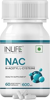 INLIFE N Acetyl Cysteine NAC Supplement 600mg | Antioxidant Support for Smokers | Respiratory Health, Immunity for Men Wom... Price In India