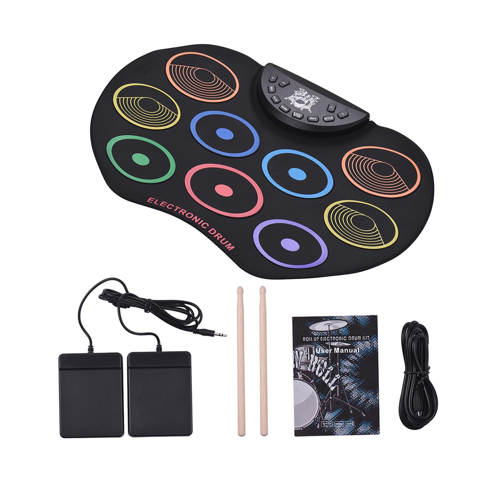 5 Baterías electrónicas compactas y portátiles, kits de batería, máquina de práctica con pads, múltiples funciones, salida de audio, máquina de pads digitales,