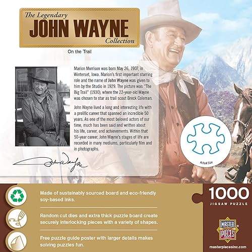 Miniatura 3 de Masterpieces Rompecabezas de 1000 piezas de John Wayne para adultos, familia o niños, en el sendero, 19.25 x 26.75 pulgadas