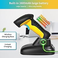 Vista 2 de NETUM Escáner de código de barras Bluetooth industrial QR, actualizado con base de carga, lector de código de barras inalámbrico 2D 1D 2600mAh