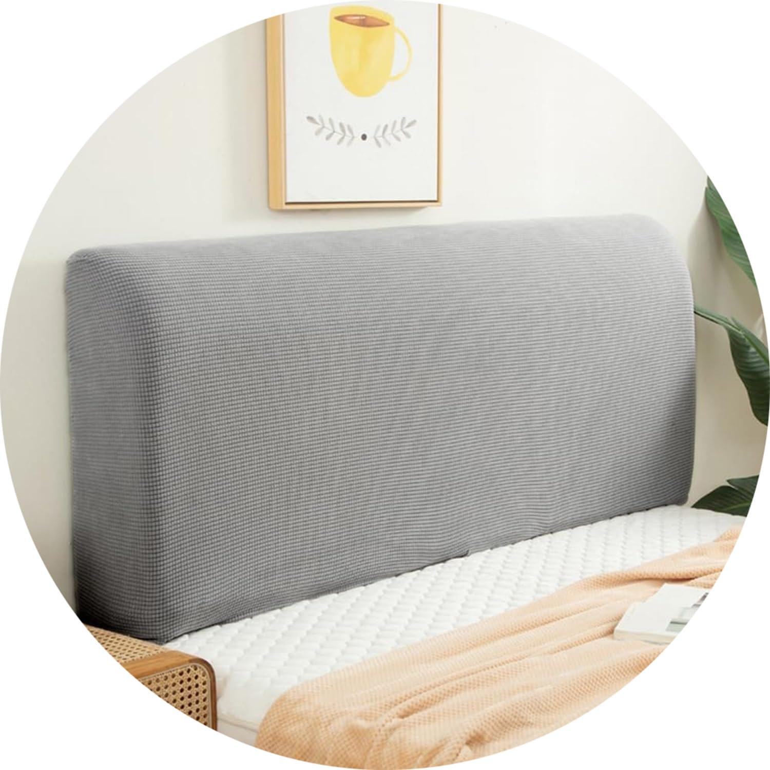 Headboard Cover for Full Queen Cal King Size Bed, Polar fleeceDustproof Head Board Wrap, Stretch All-Inclusive Bed Head Protector Cover Modern Bedroom Decoration(Light Grey,75-83in (190-210cm))