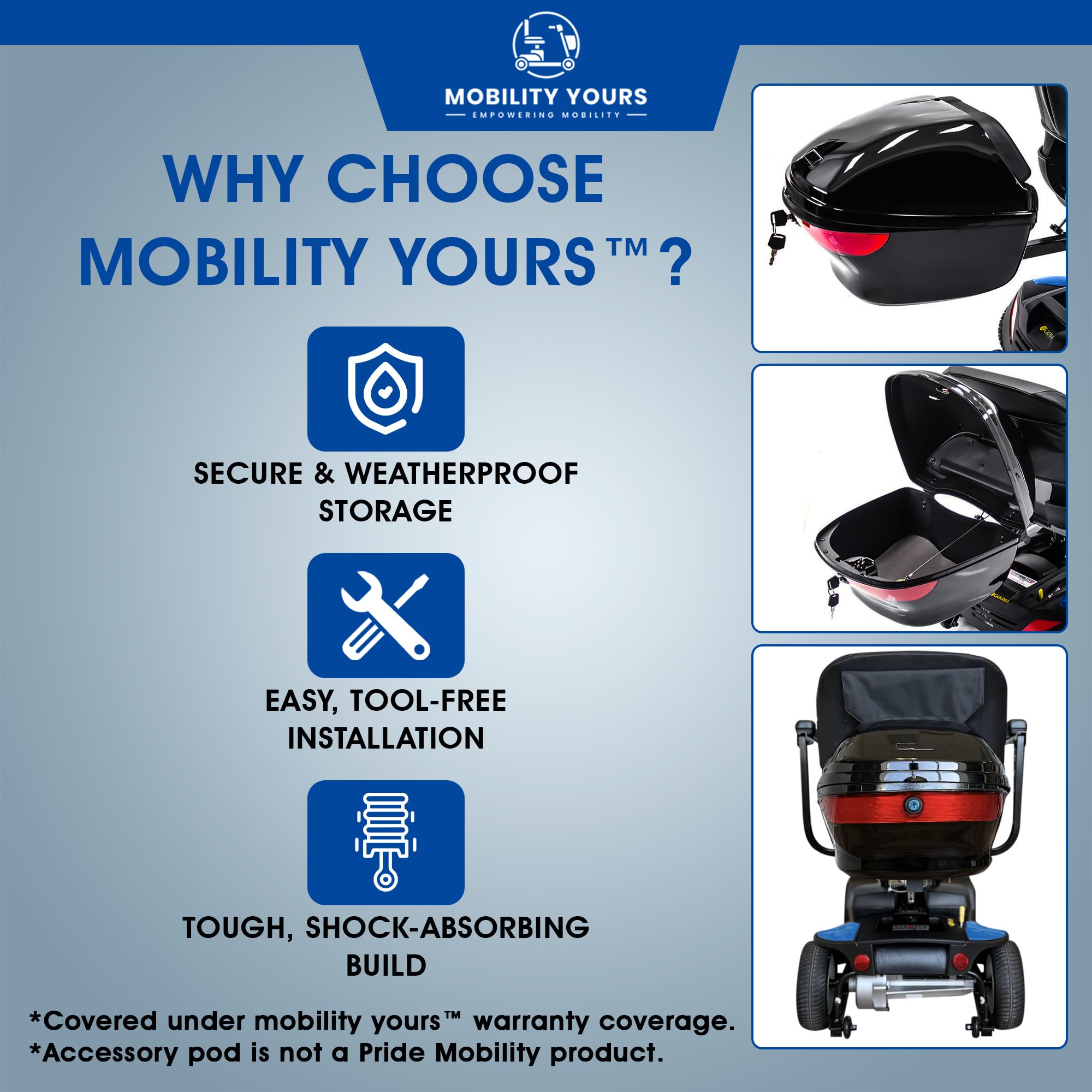 Pride Mobility Go-Go Sport - Patinete deportivo de 3 ruedas con cápsula de almacenamiento, portavasos, Pride Go Go Scooter de movilidad de 3 ruedas para adultos y personas mayores, portátil, batería