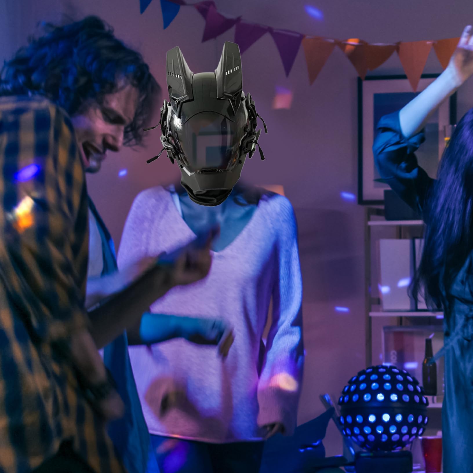 Cyber Mask - Maschera con luce LED, anti nebbia, gotica, punk, futuristica, fantascienza, per festival musicali, cosplay, feste di Halloween