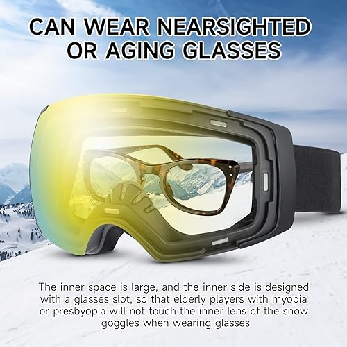 Miniatura 7 de Gafas de esquí de snowboard para hombres, mujeres, jóvenes, antivaho, 100% protección UV, gafas de esquí para snowboard