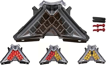 TOPZONE Fit For APRILIA 2011-2015 TUONO 1000 V4; 2015-2021 TUONO V4 1100; 2017-2022 TUONO 125 ; LED Rear Lamp Brake Tail Light+Integrated Turn Signal Smoke, Style1 LED Flash