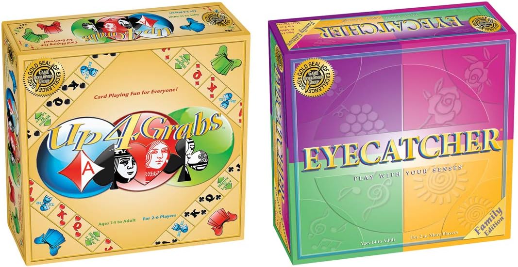 Up 4 Grabs + Eyecatcher = Double Play Family Board Game Bundle for Game Night