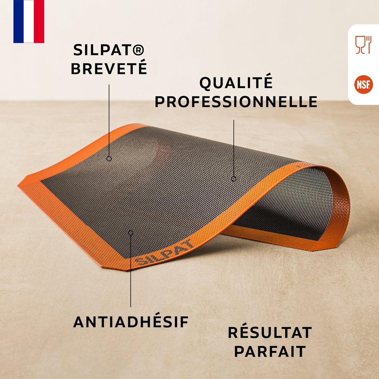 Silpat Toile Silpain Pizza Boulangère Ajourée - Croustillant, Cuisson Optimale - Feuille de Cuisson Réutilisable, Antiadhésive - Pâtisserie, Boulangerie Maison - 42x29 cm - Qualité Professionnelle