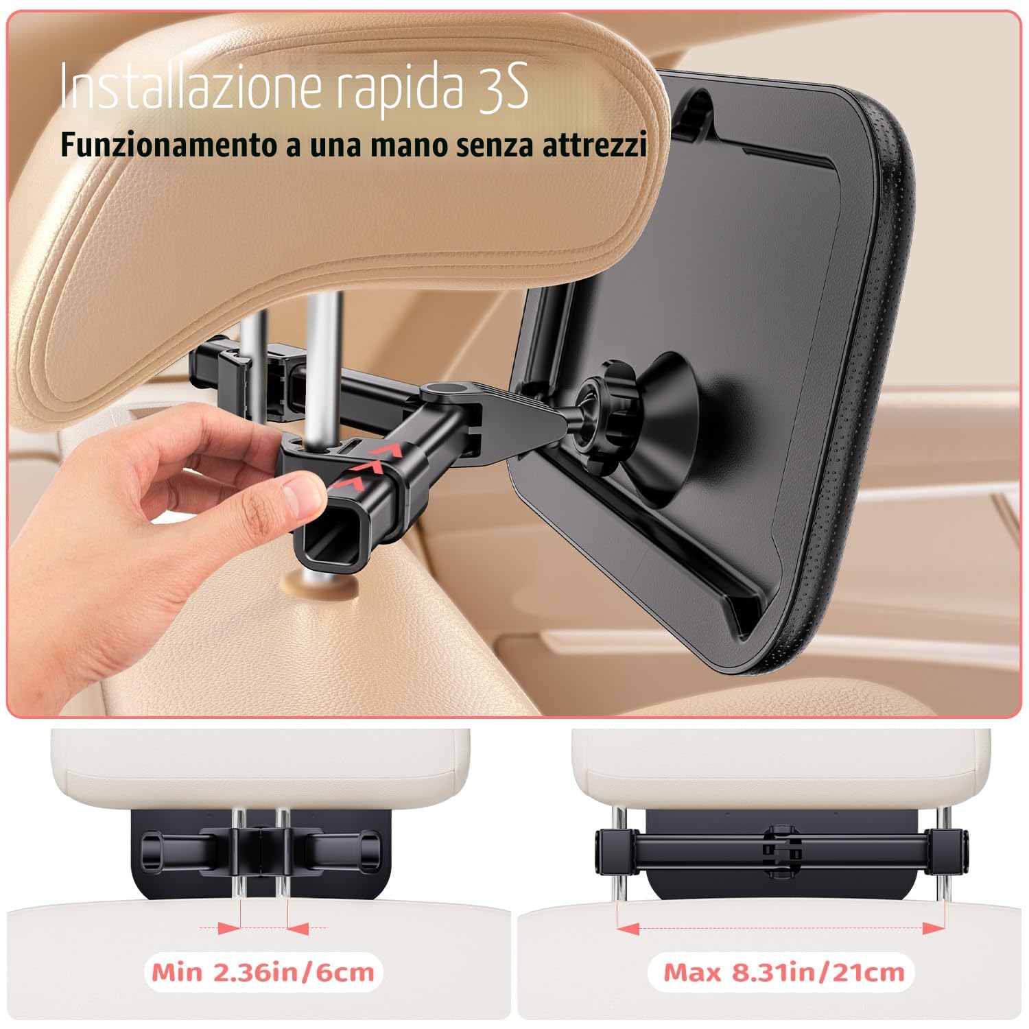 Specchietto Retrovisore Bambini Poggiatesta Auto, 100% Infrangibile Specchietto Retrovisore Auto, Rotazione a 360° Specchio Macchina Neonato Sedile Posteriore, Accessori per auto da viaggi